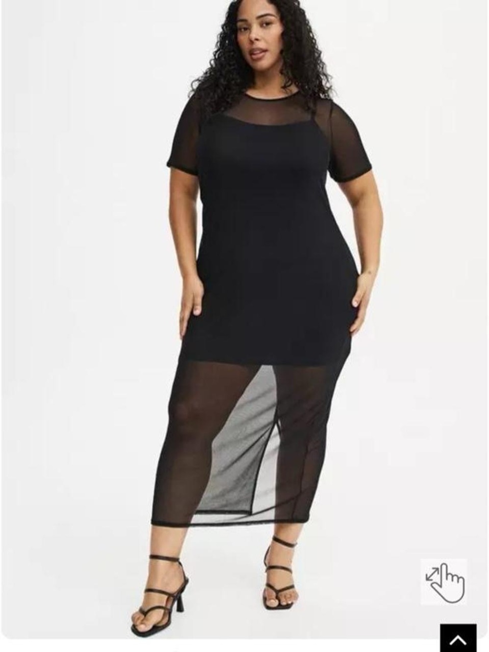 torrid NWT Black Mesh Column Dress, Size Large (12) / Plus 0